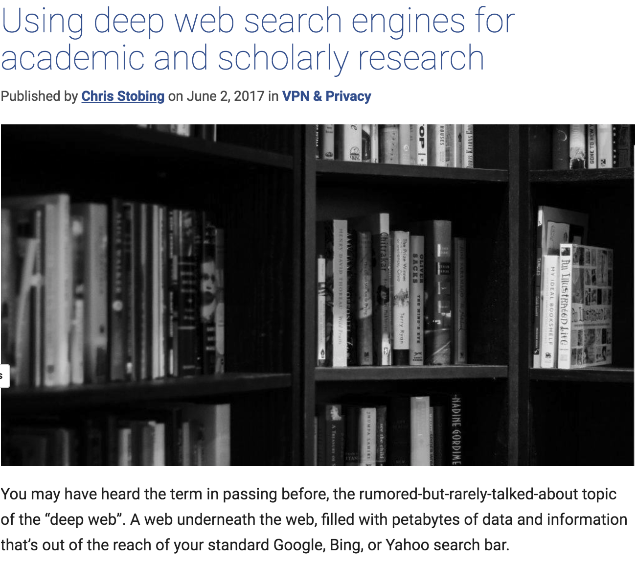 Using deep web search engines for academic and scholarly research